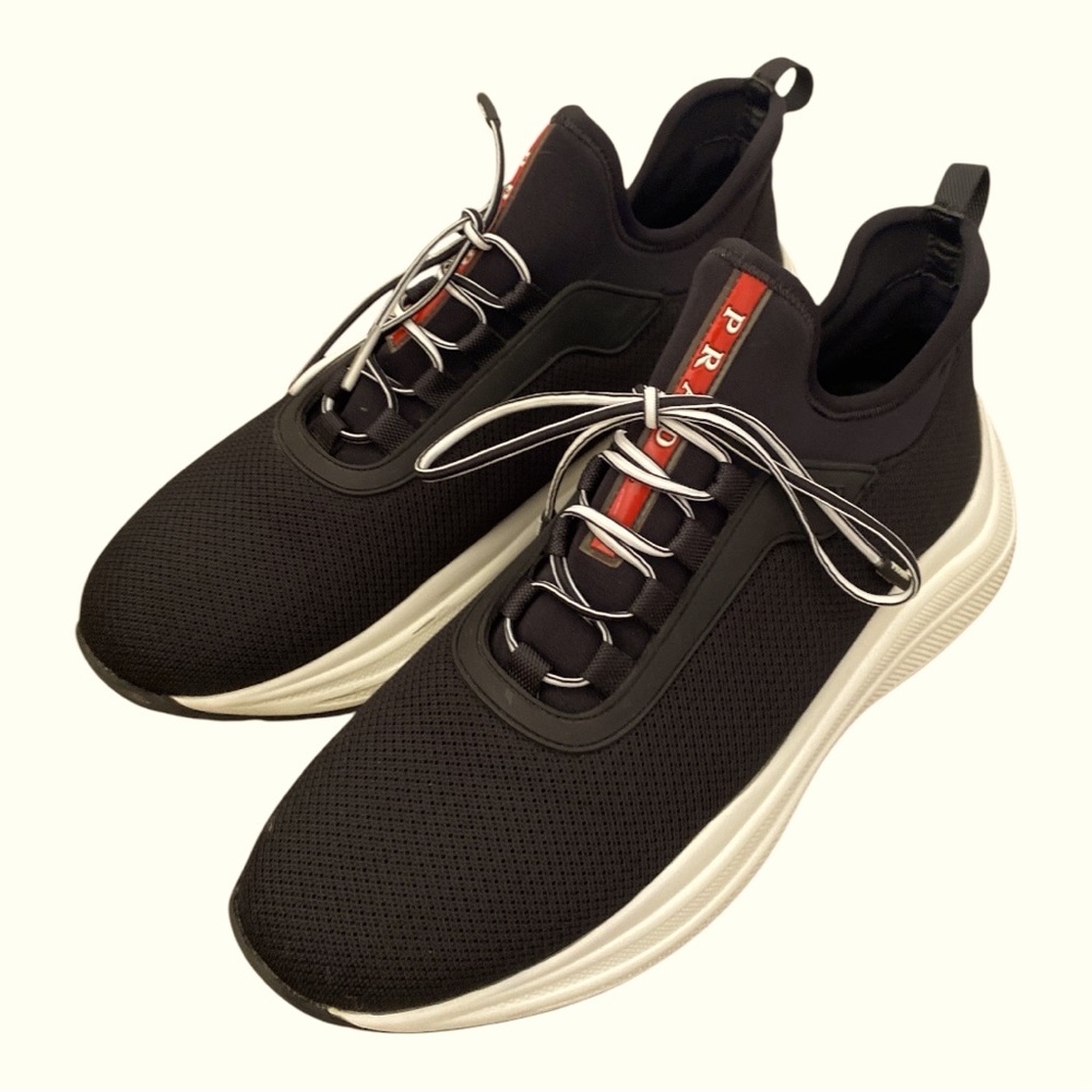 Prada Black Mesh Neoprene Chunky Sneakers